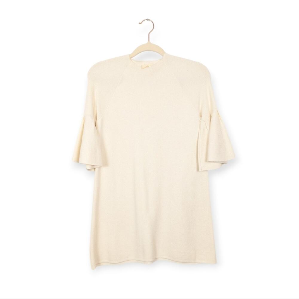 Anthropolgie Moth Ivory Bell Sleeve Tunic Sweater Dress Size XS